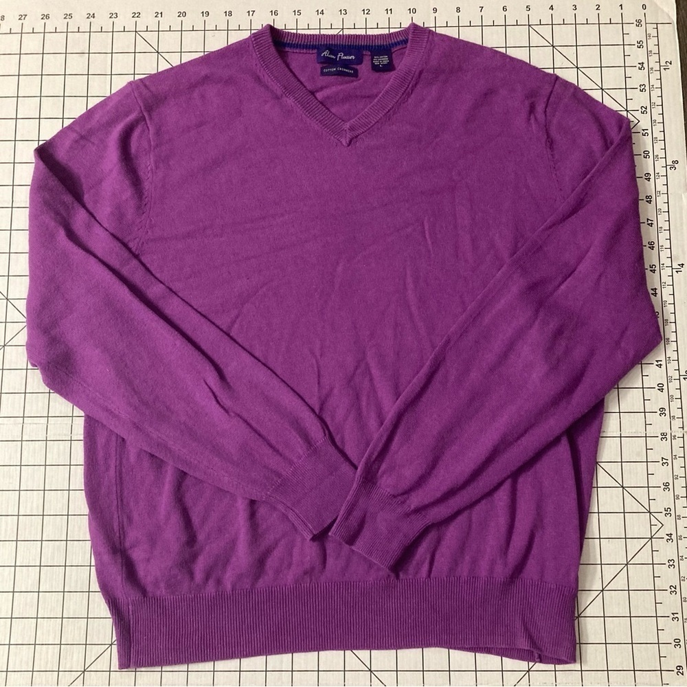Alan Flusser Men’s Large‎ Purple Cotton Cashmere Sweater